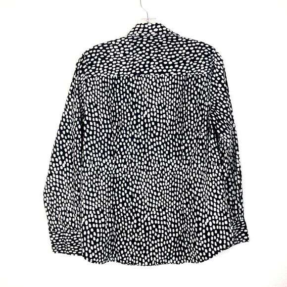 J. Crew Button Front Blouse Size S Black White Brown Pocket Stretch Office - Picture 5 of 6